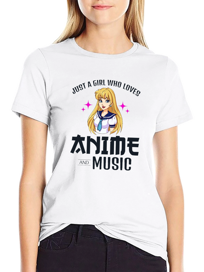 Camiseta Negra Anime y Música para Fanáticos