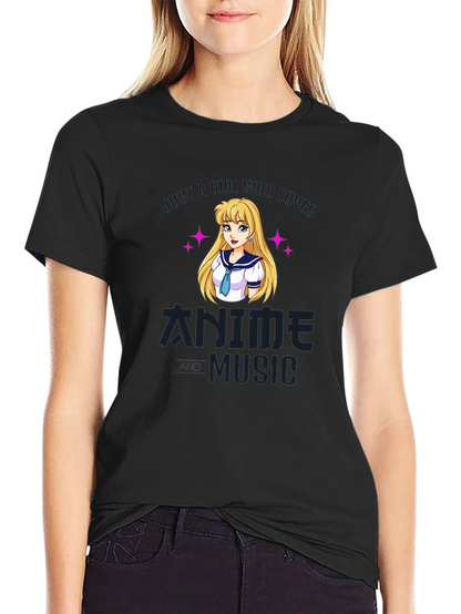 Camiseta Negra Anime y Música para Fanáticos