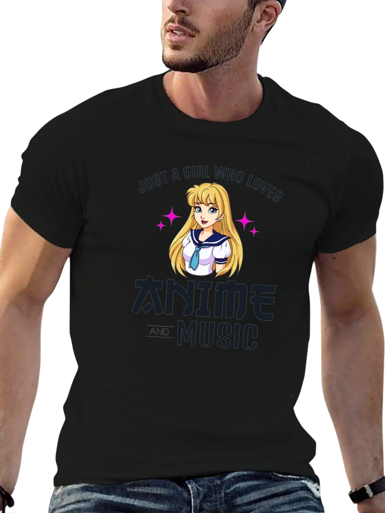 Camiseta Negra Anime y Música para Fanáticos