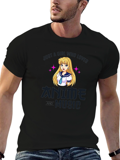 Camiseta Negra Anime y Música para Fanáticos