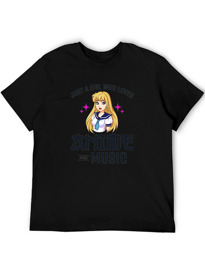 Camiseta Negra Anime y Música para Fanáticos