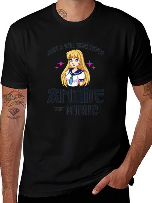 Camiseta Negra Anime y Música para Fanáticos