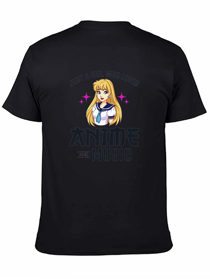 Camiseta Negra Anime y Música para Fanáticos