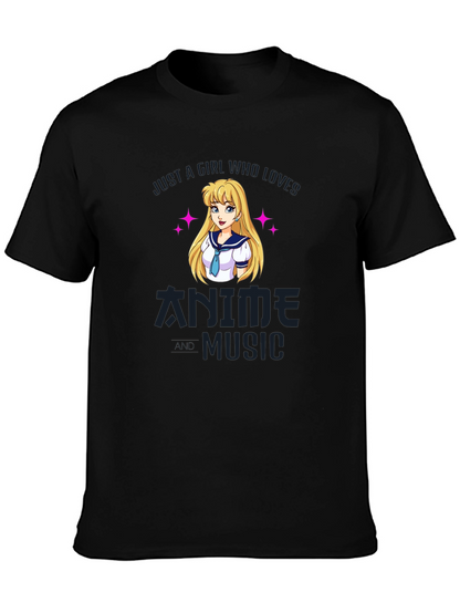 Camiseta Negra Anime y Música para Fanáticos