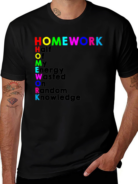 Camiseta Negra Homework: Humor para Estudiantes