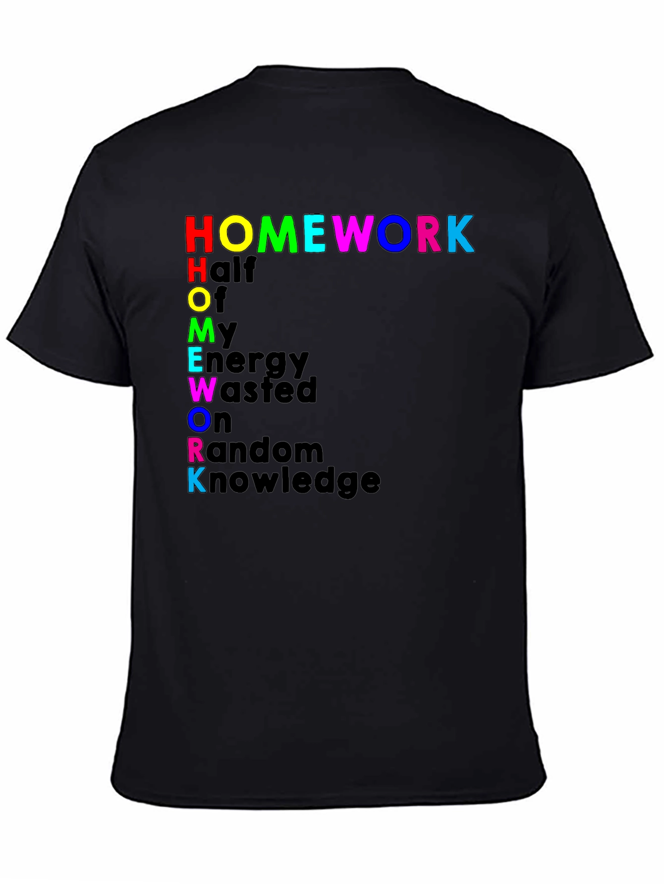Camiseta Negra Homework: Humor para Estudiantes