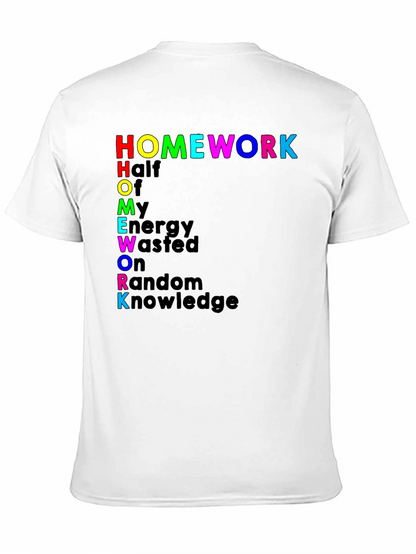 Camiseta Negra Homework: Humor para Estudiantes