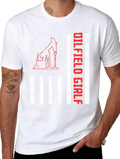 Camiseta Negra Oilfield Girl con Diseño Americano