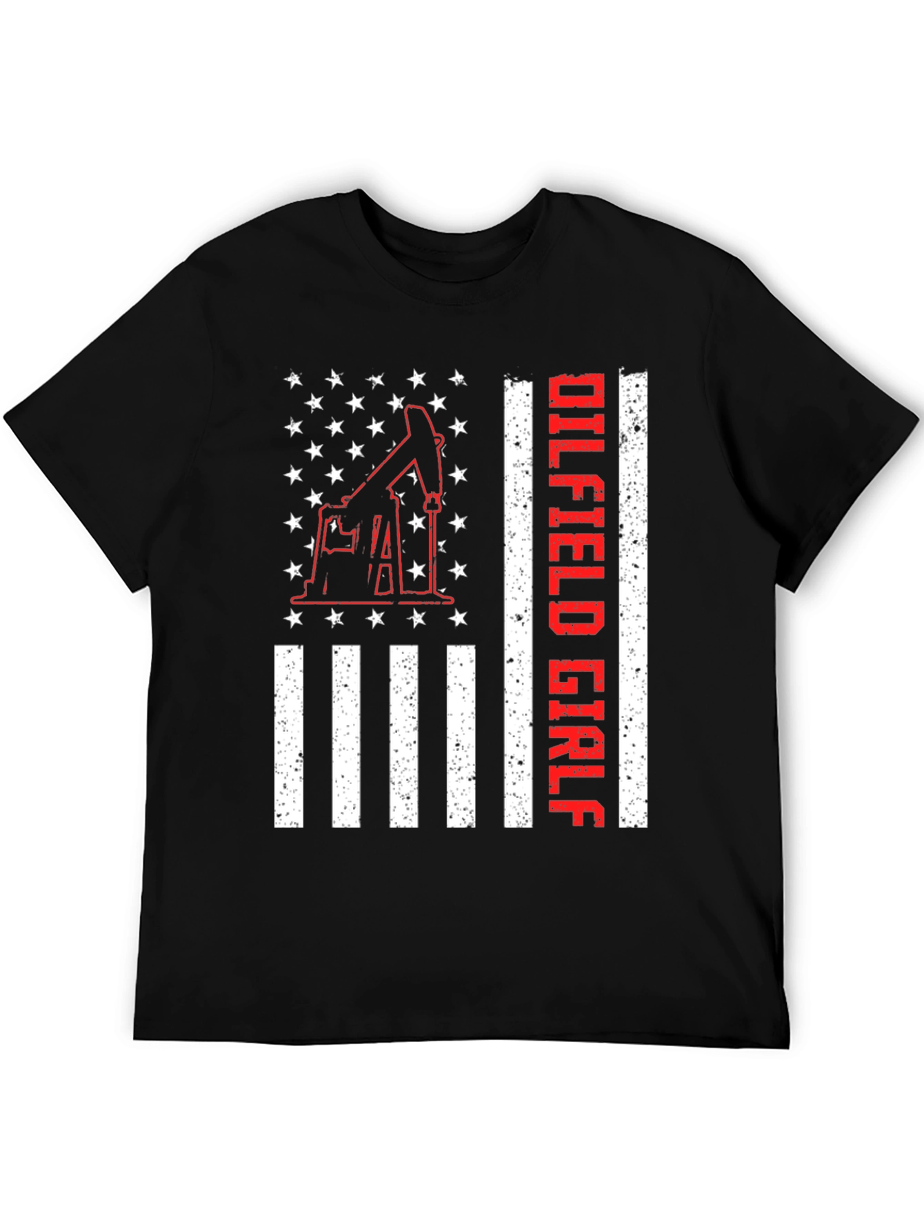 Camiseta Negra Oilfield Girl con Diseño Americano