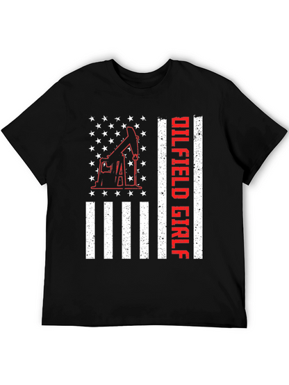 Camiseta Negra Oilfield Girl con Diseño Americano