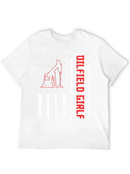 Camiseta Negra Oilfield Girl con Diseño Americano
