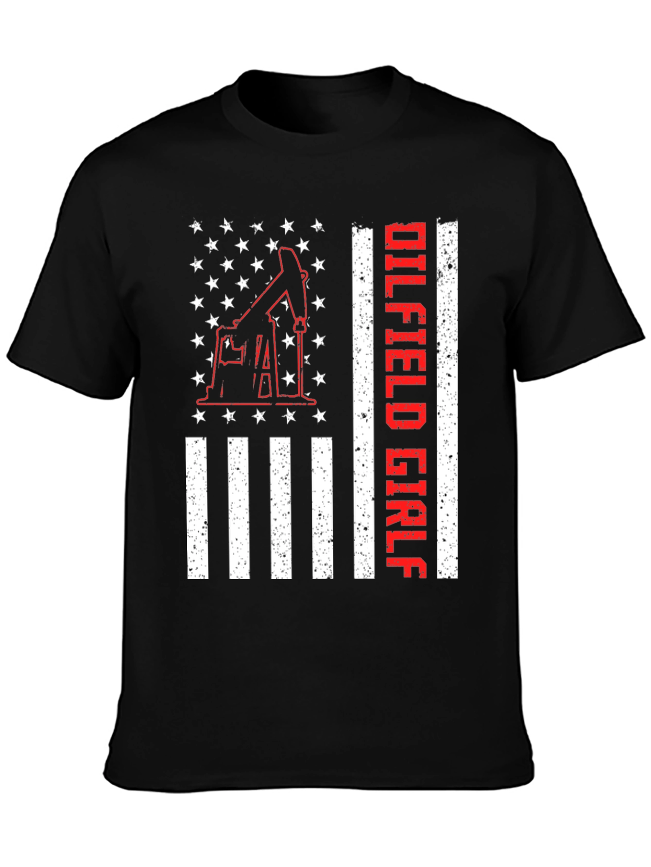 Camiseta Negra Oilfield Girl con Diseño Americano