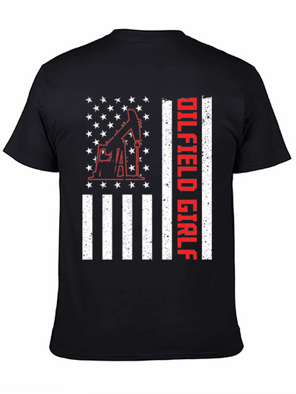 Camiseta Negra Oilfield Girl con Diseño Americano