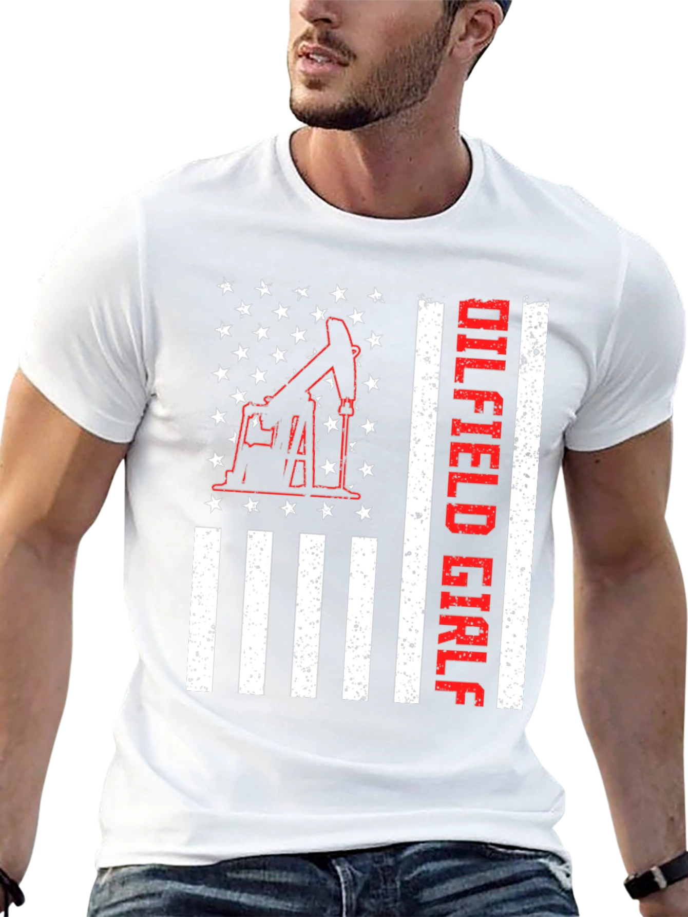 Camiseta Negra Oilfield Girl con Diseño Americano