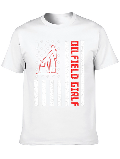 Camiseta Negra Oilfield Girl con Diseño Americano