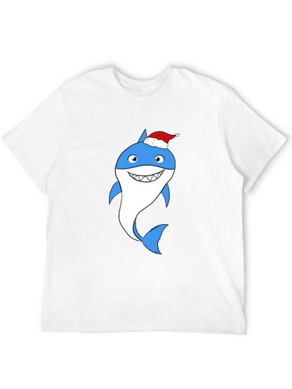 Camiseta Negra con Tiburón Navideño