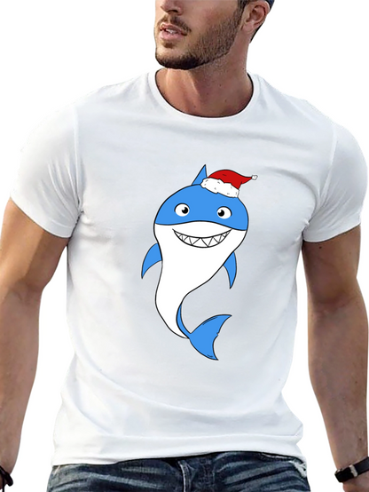 Camiseta Negra con Tiburón Navideño