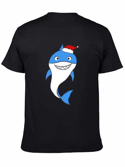 Camiseta Negra con Tiburón Navideño