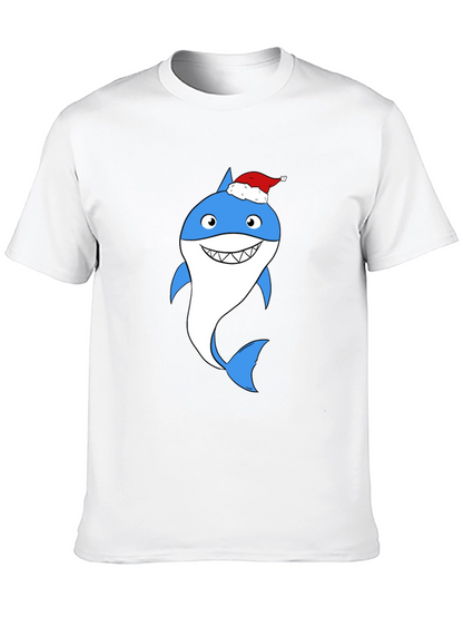 Camiseta Negra con Tiburón Navideño