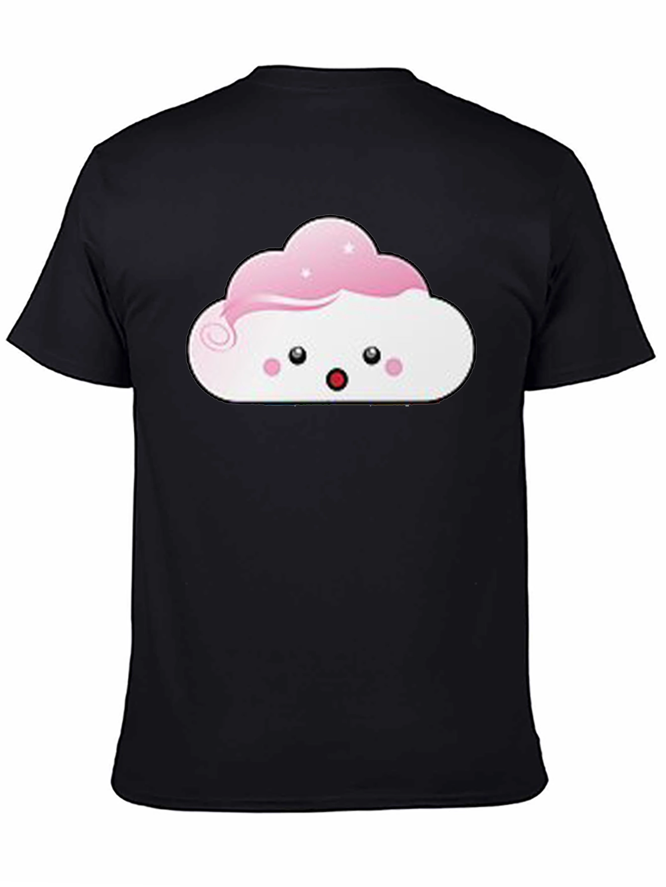 Camiseta Negra con Diseño de Nube Kawaii
