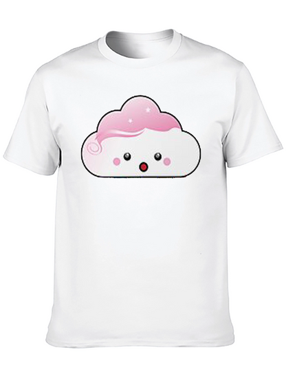 Camiseta Negra con Diseño de Nube Kawaii