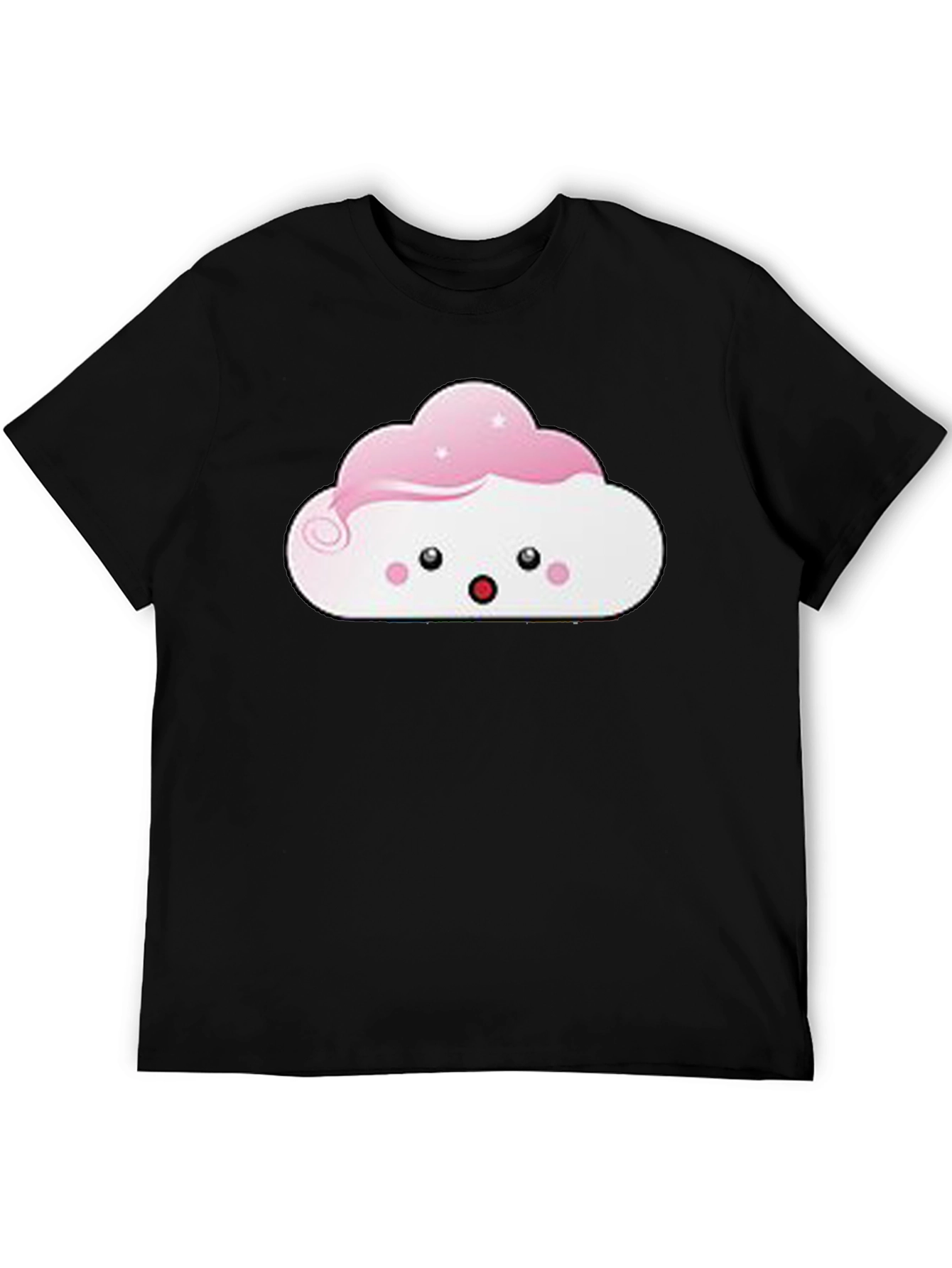 Camiseta Negra con Diseño de Nube Kawaii