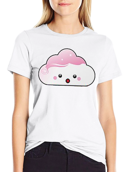Camiseta Negra con Diseño de Nube Kawaii