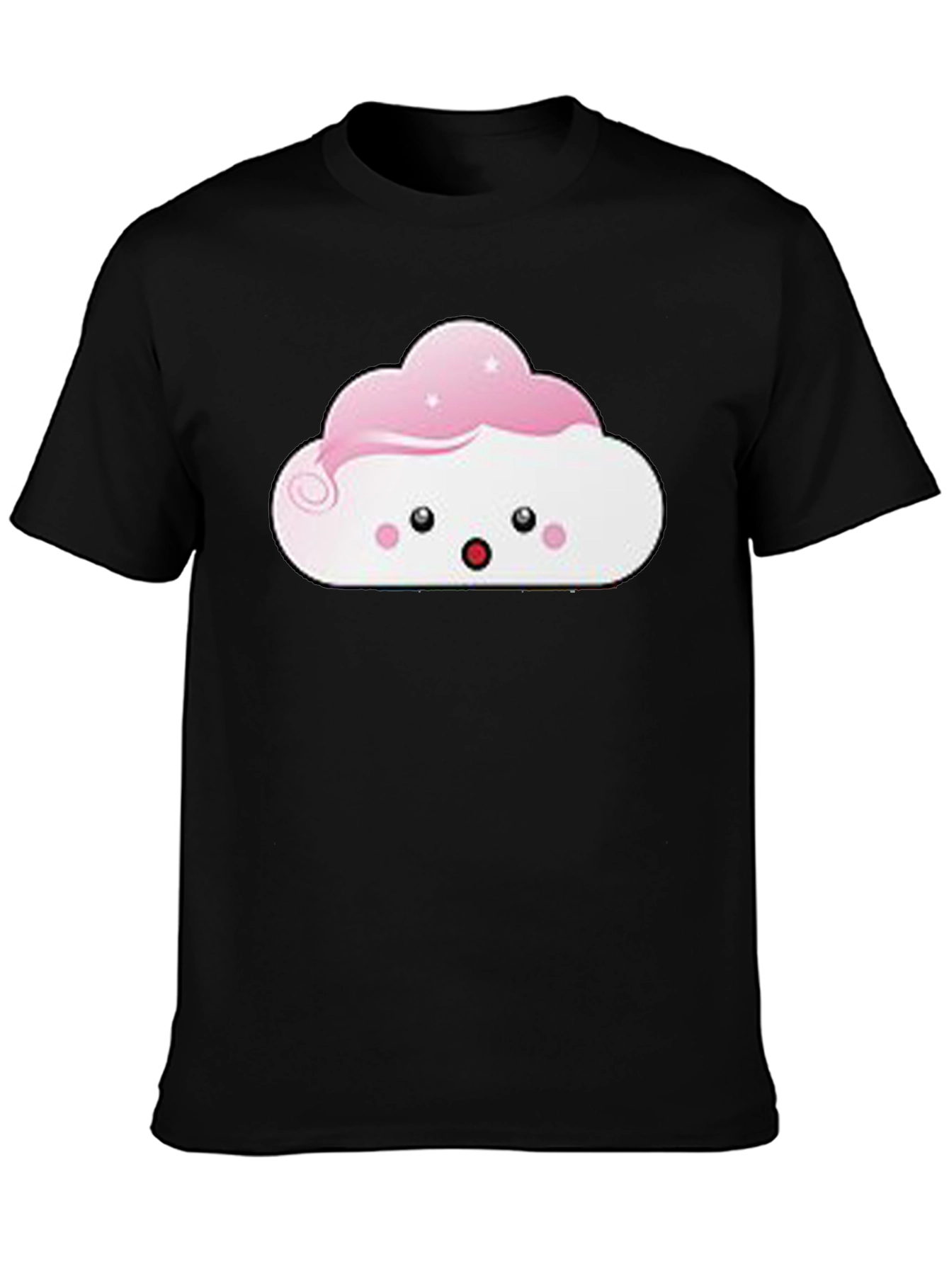 Camiseta Negra con Diseño de Nube Kawaii