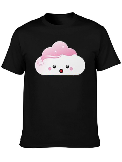 Camiseta Negra con Diseño de Nube Kawaii