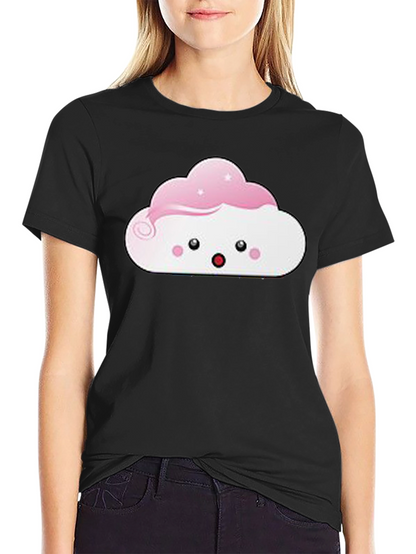 Camiseta Negra con Diseño de Nube Kawaii