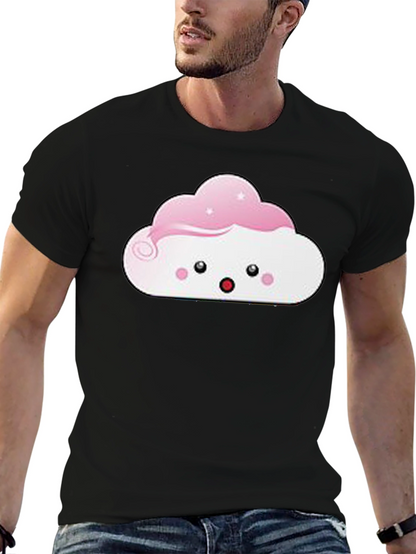 Camiseta Negra con Diseño de Nube Kawaii
