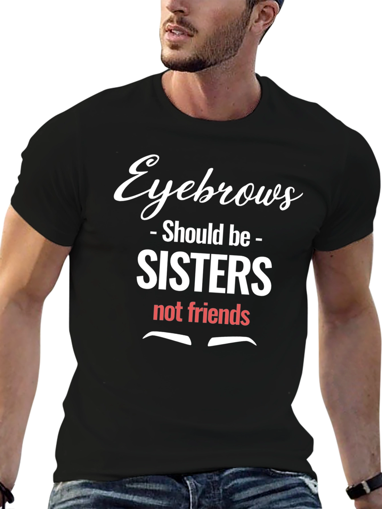 Camiseta Negra Humorística Cejas Hermanas
