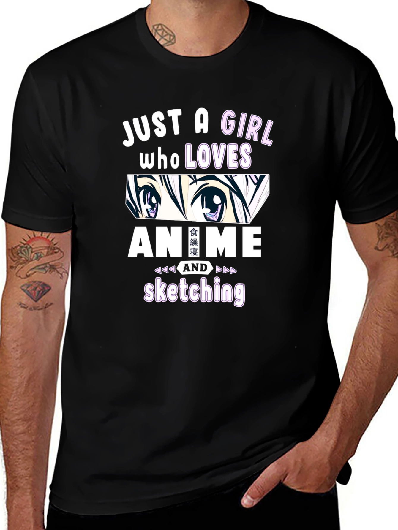 Camiseta Negra Anime y Dibujo