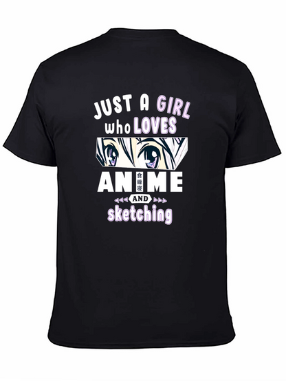 Camiseta Negra Anime y Dibujo