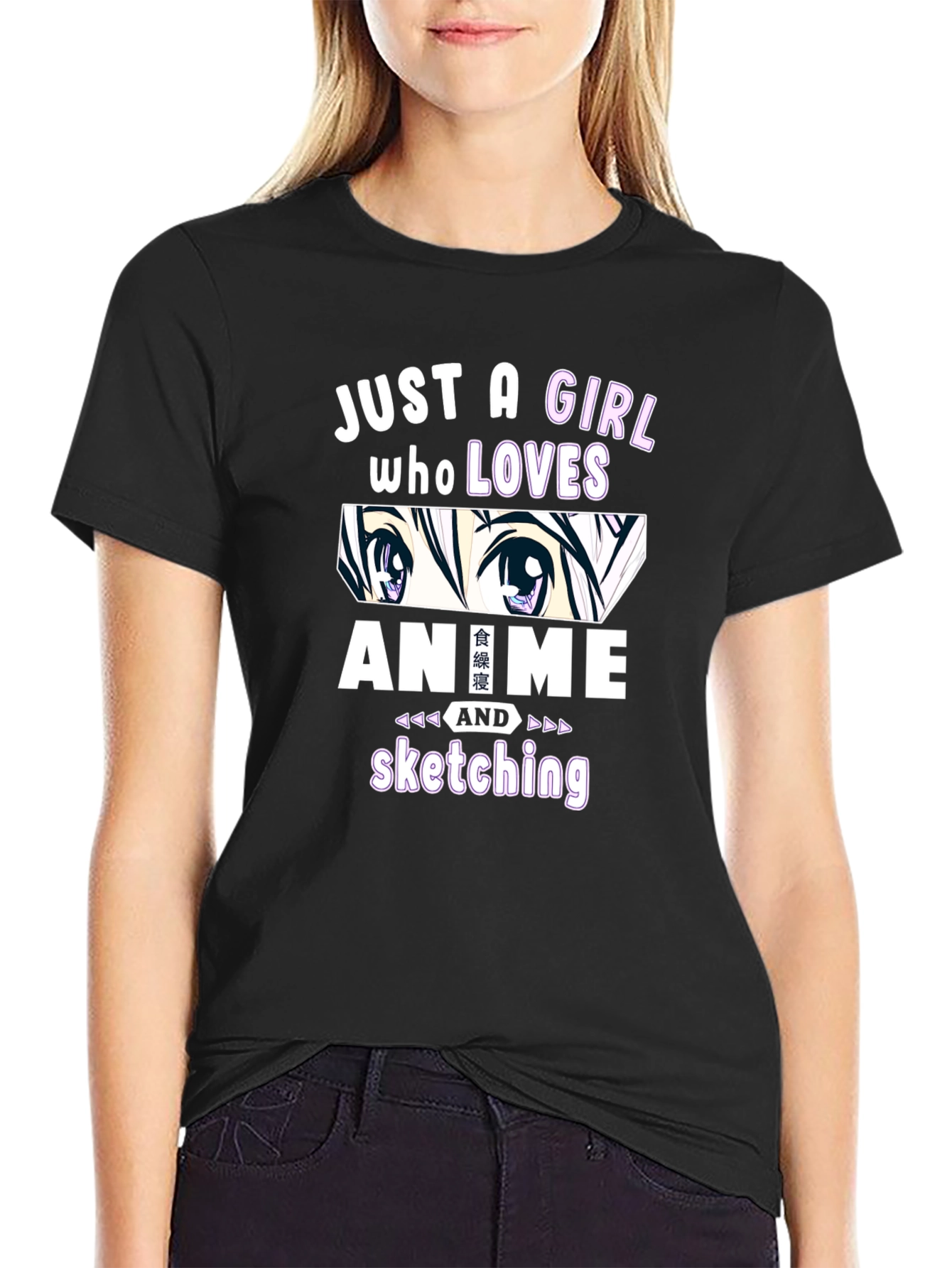 Camiseta Negra Anime y Dibujo