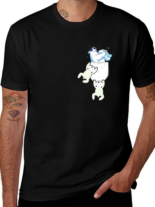 Camiseta Negra con Diseño Divertido de Osos Polares