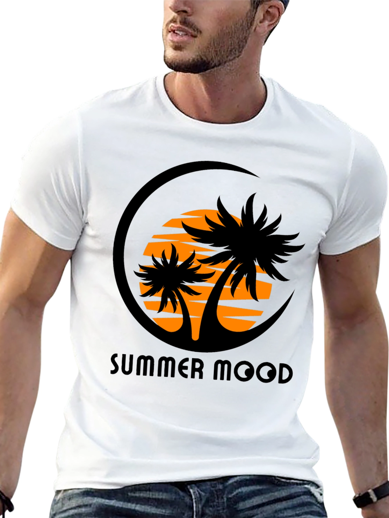 Camiseta Negra Estampada Summer Mood