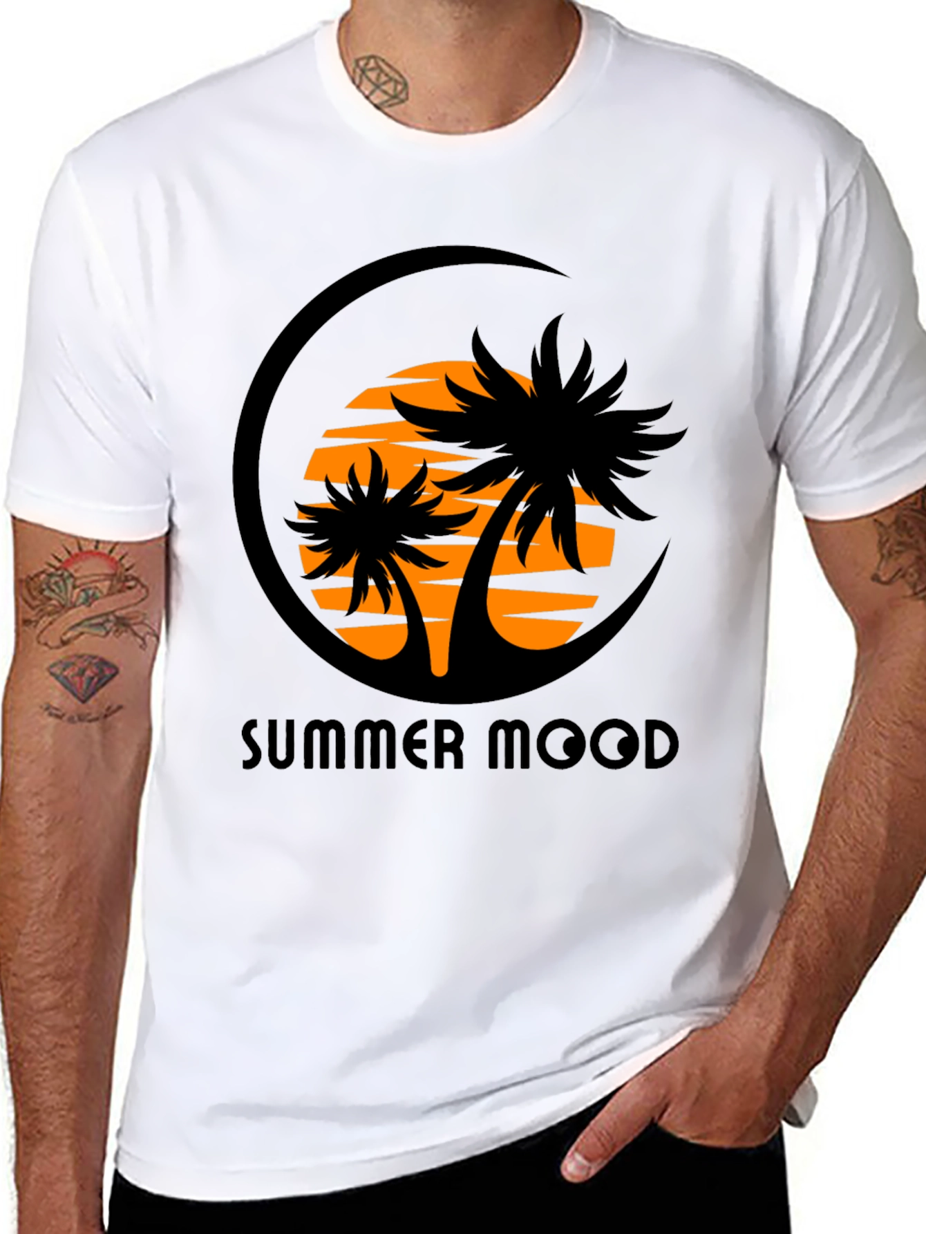 Camiseta Negra Estampada Summer Mood