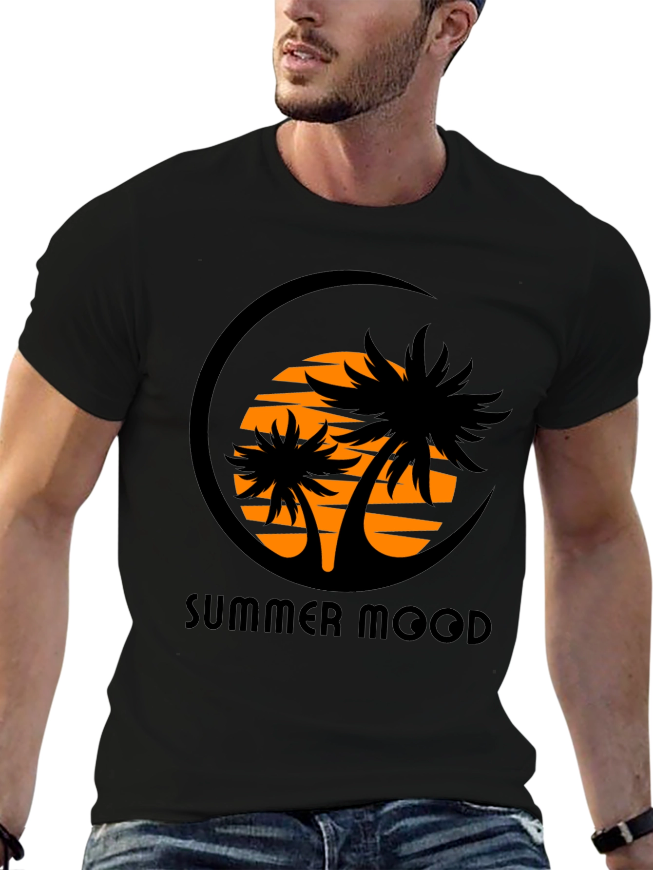 Camiseta Negra Estampada Summer Mood