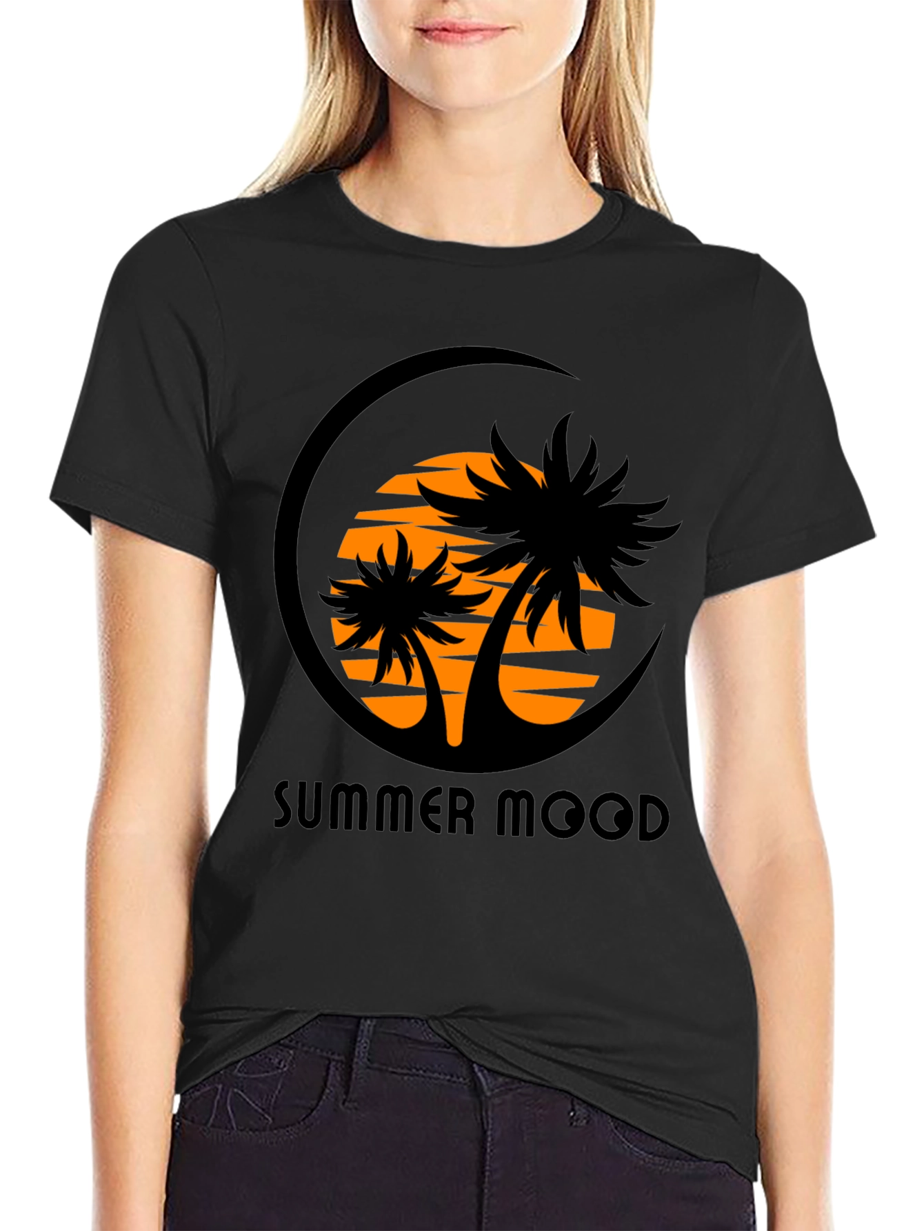 Camiseta Negra Estampada Summer Mood