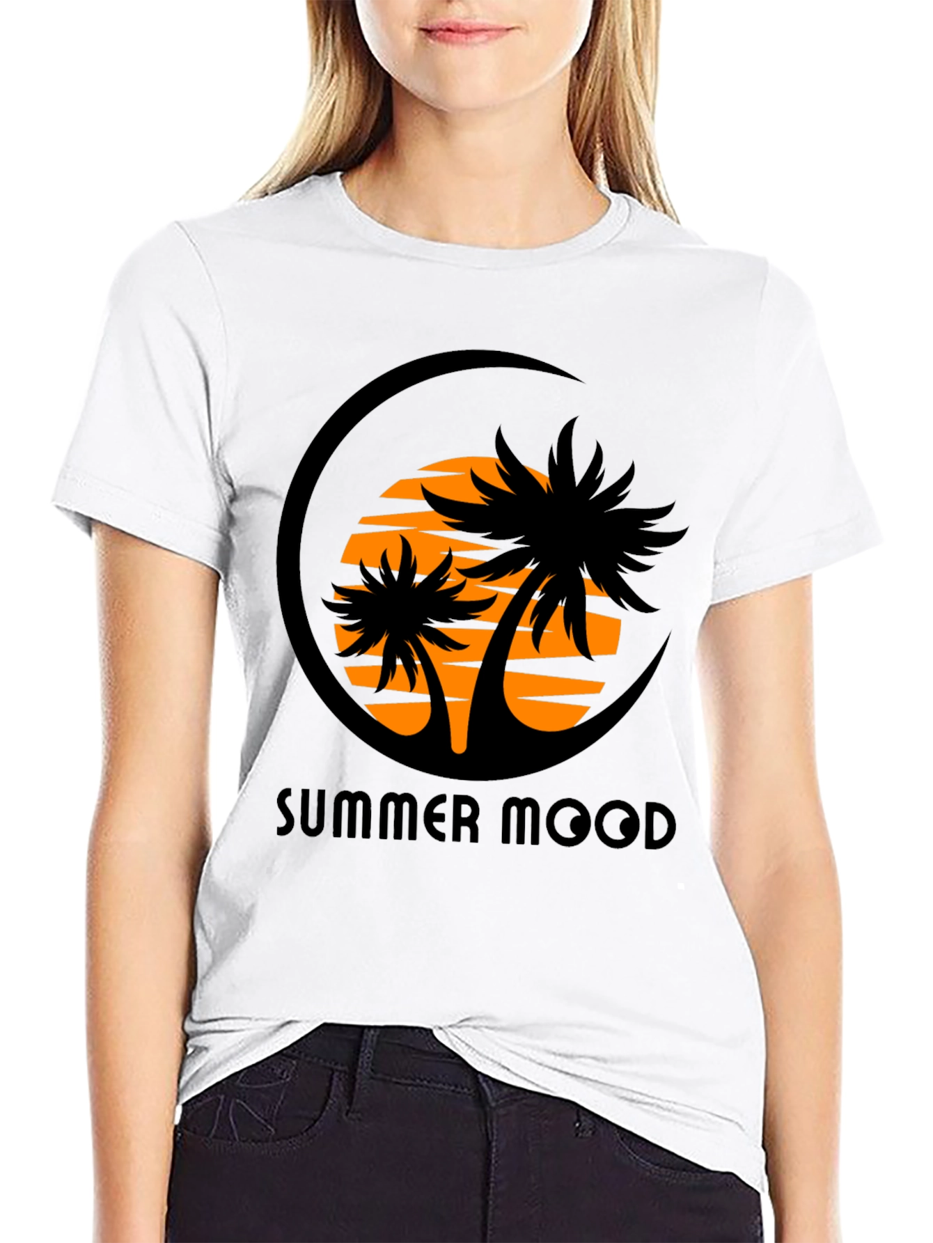 Camiseta Negra Estampada Summer Mood