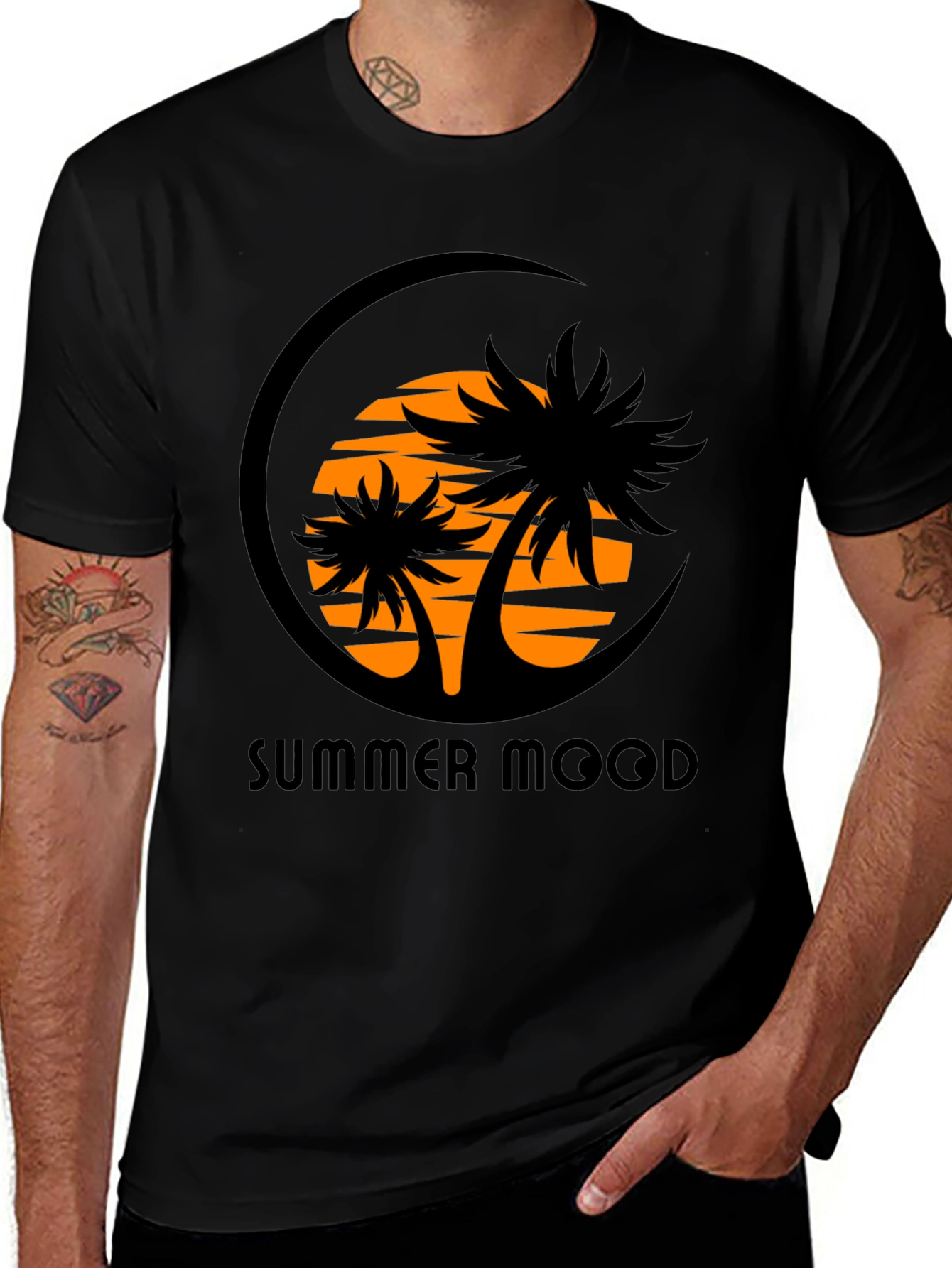 Camiseta Negra Estampada Summer Mood