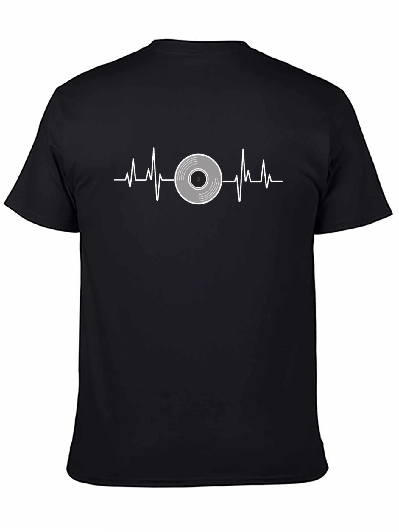 Camiseta Negra con Diseño de Latido de Disco
