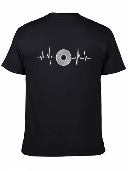 Camiseta Negra con Diseño de Latido de Disco