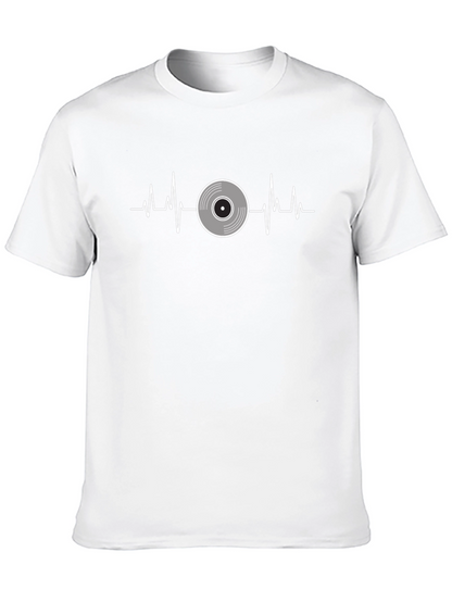 Camiseta Negra con Diseño de Latido de Disco