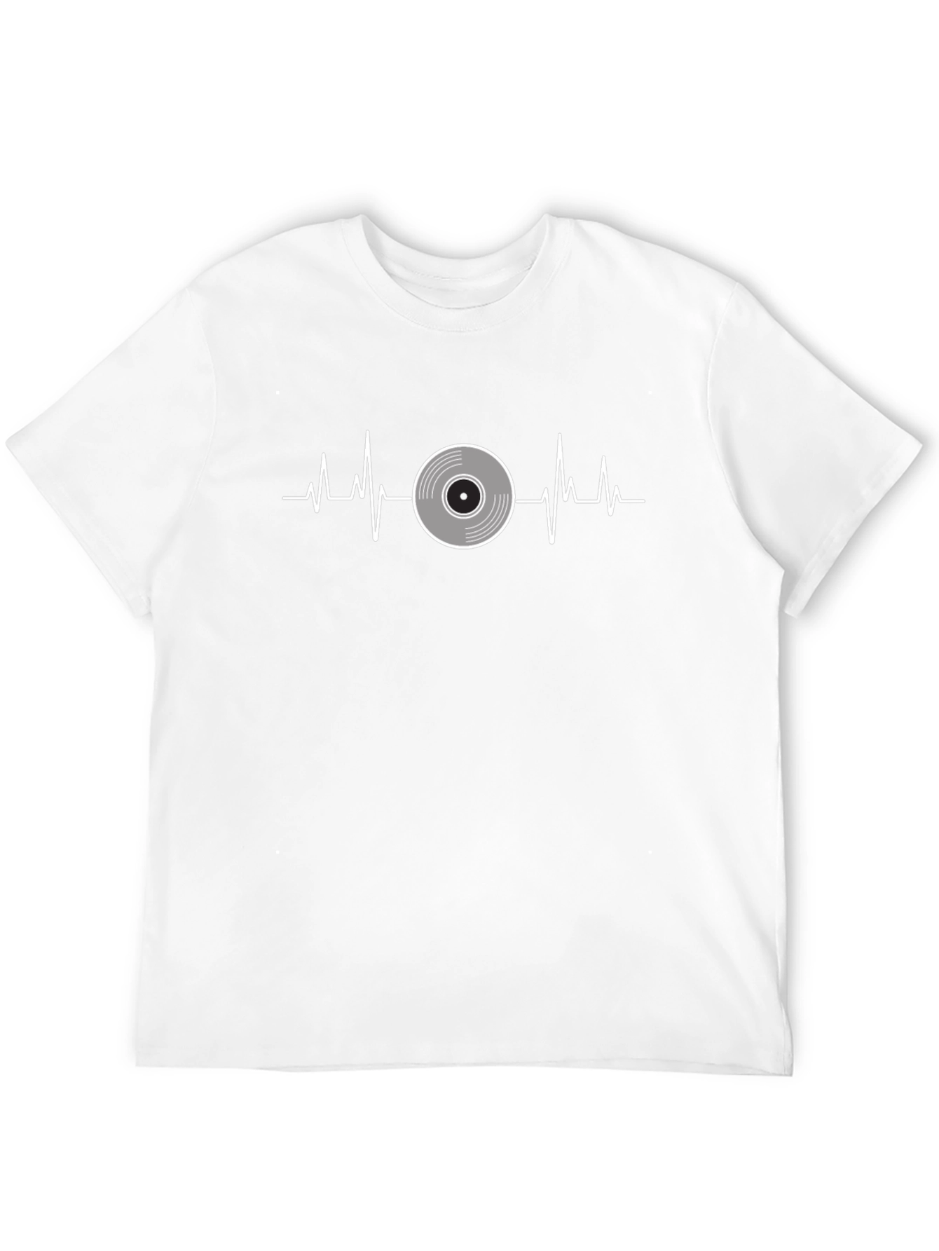Camiseta Negra con Diseño de Latido de Disco