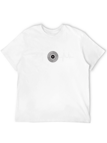 Camiseta Negra con Diseño de Latido de Disco