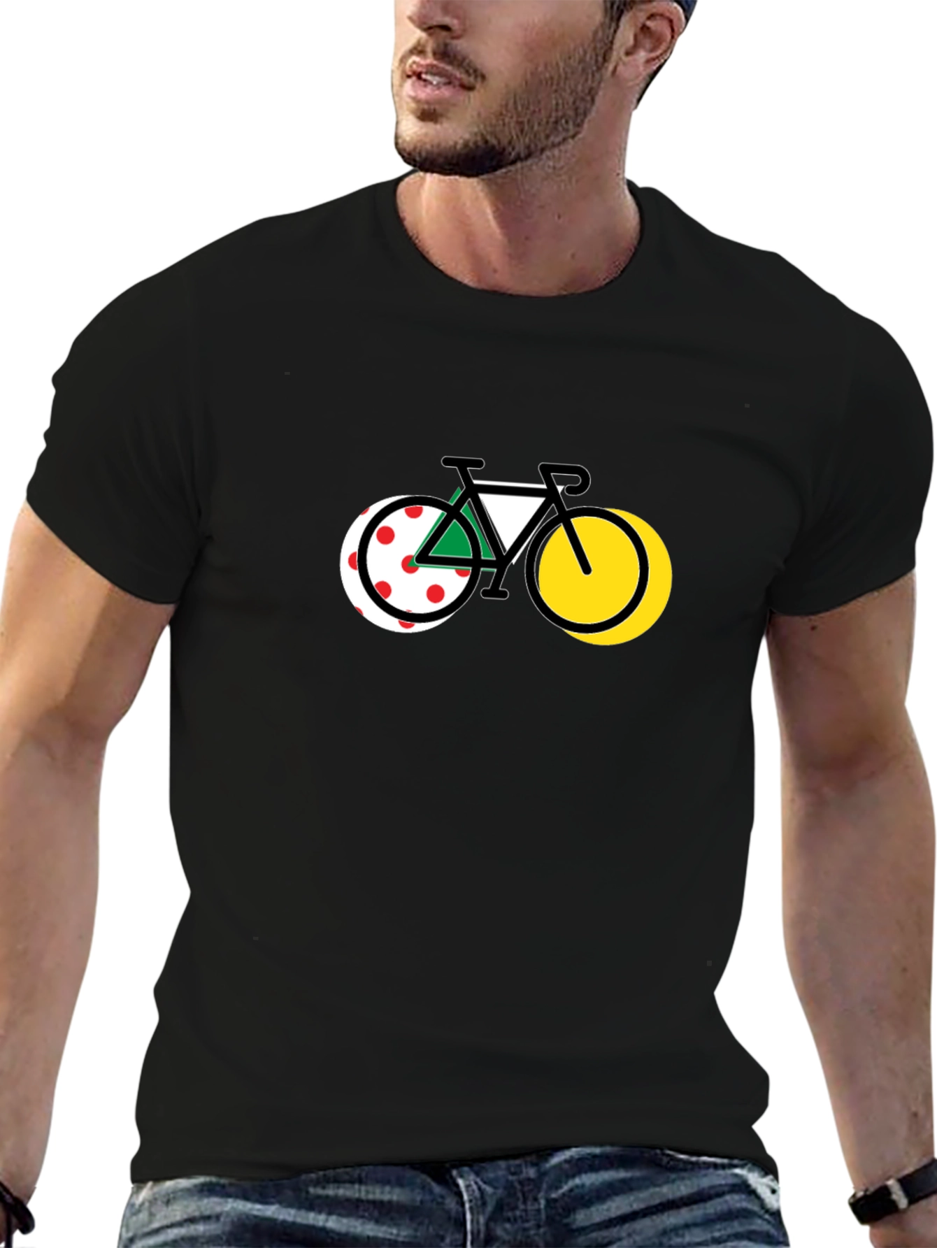 Camiseta Negra Diseño Bicicleta Ciclismo Tour de Francia