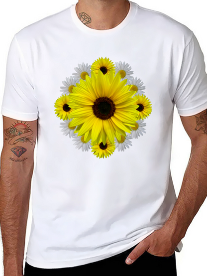 Camiseta Negra con Diseño Floral Girasol