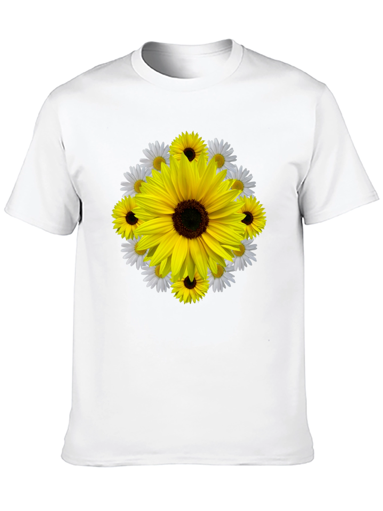 Camiseta Negra con Diseño Floral Girasol